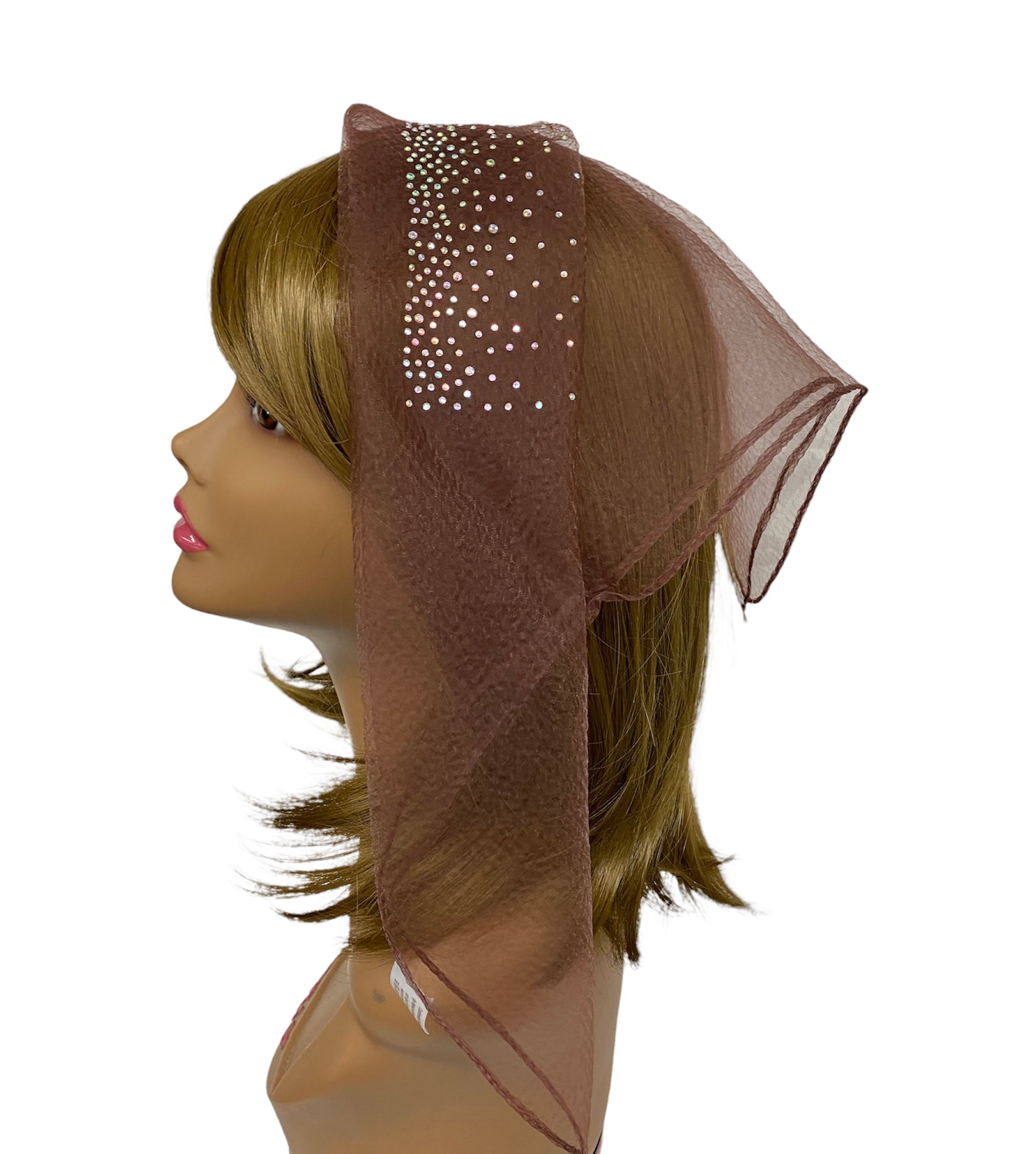 Square | (S) Small | Front Waterfall Rhinestone |  Brown