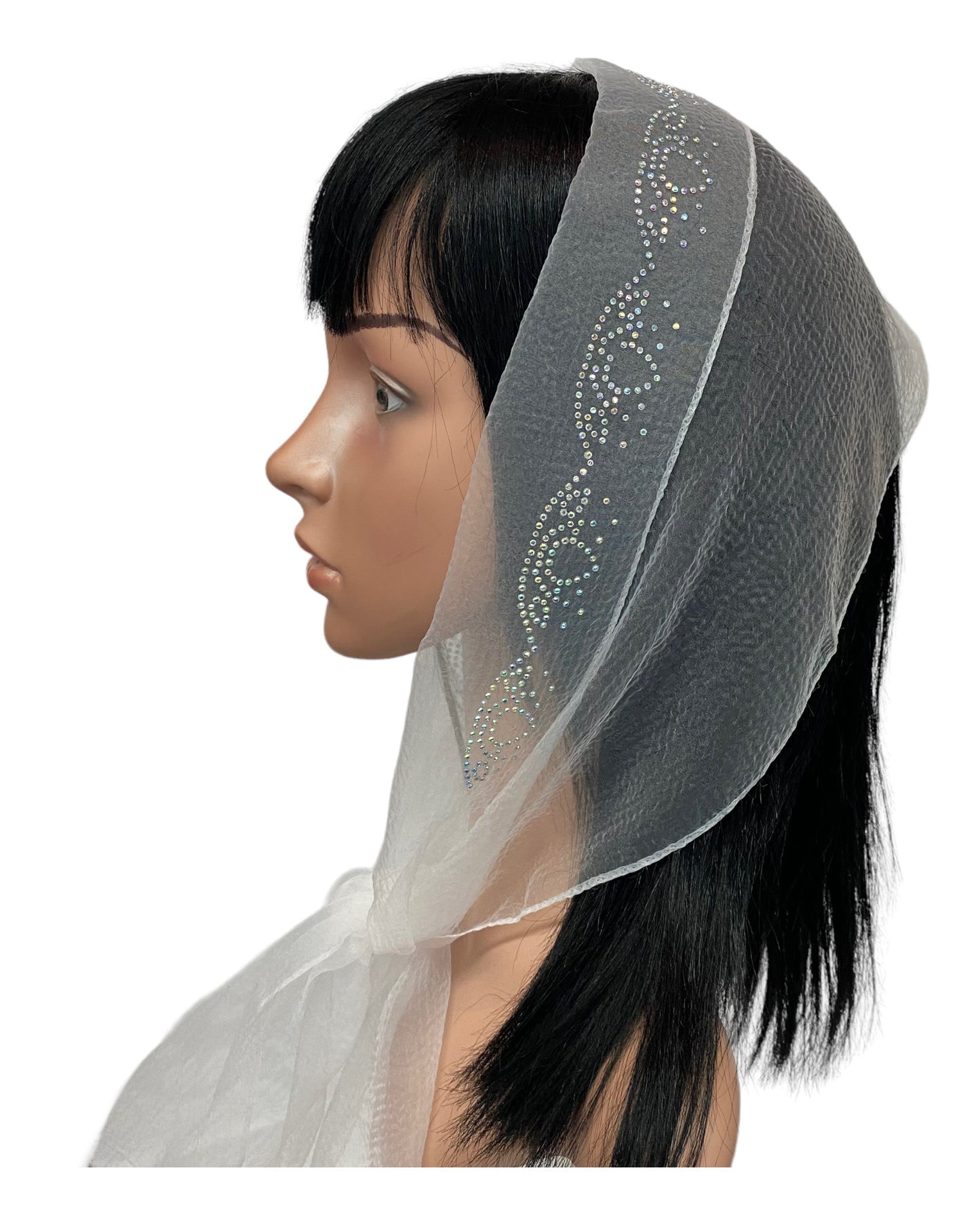 Oblong Narrow | Nylon | New Tear Drop Rhinestones | Scarf