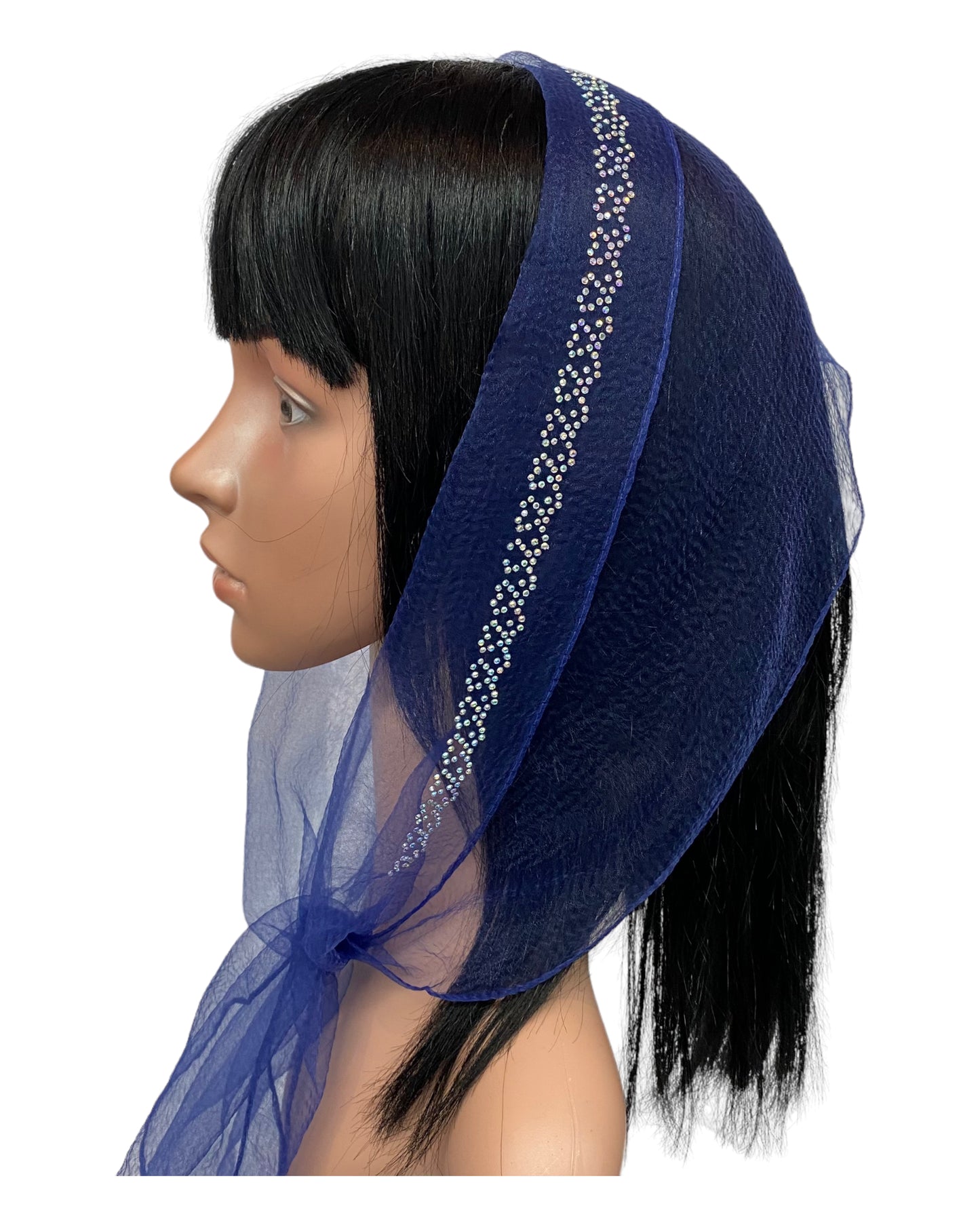 Long Narrow | Nylon  | New Flourish Border Rhinestones | Scarf