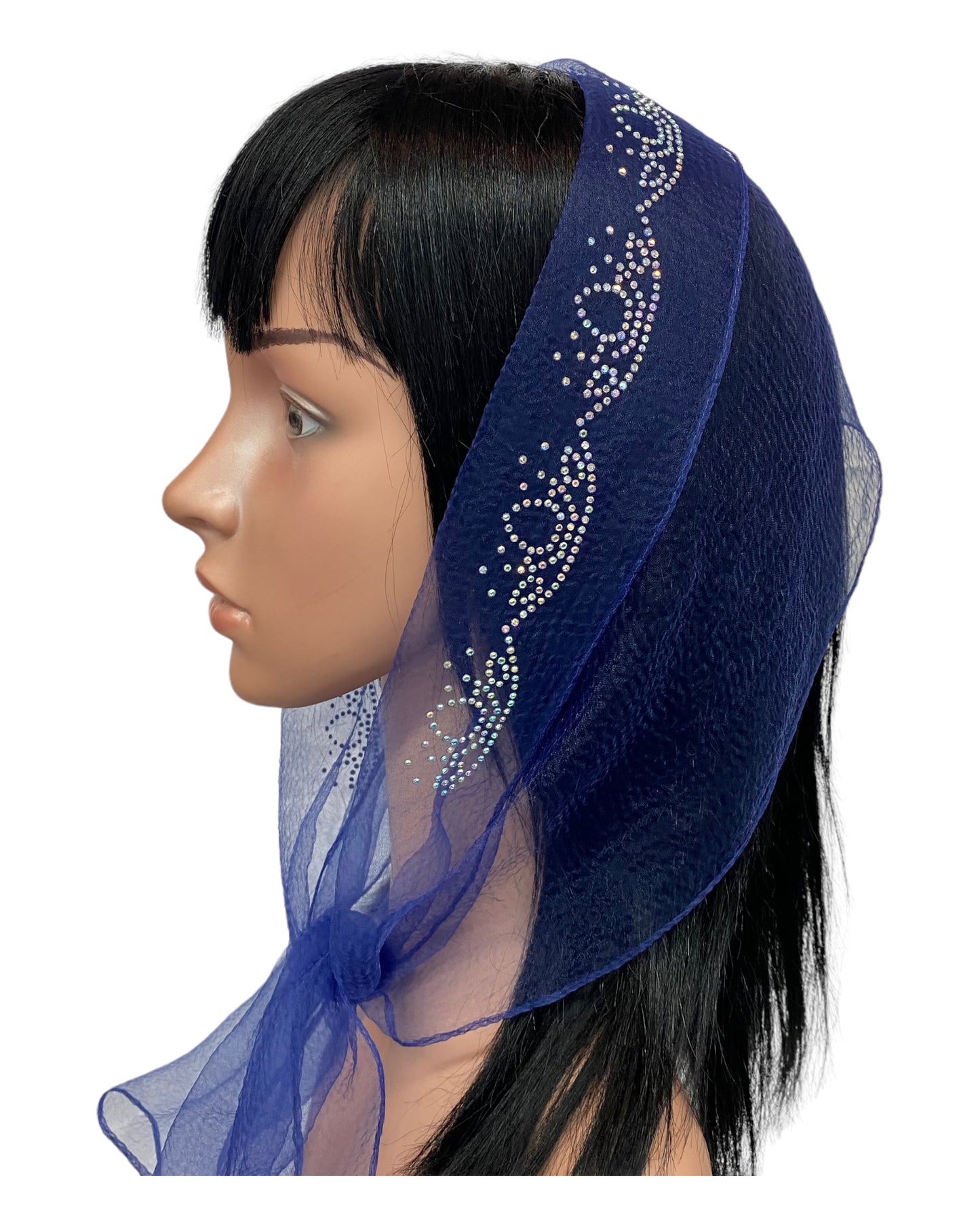 Oblong Narrow | Nylon | New Tear Drop Rhinestones | Scarf