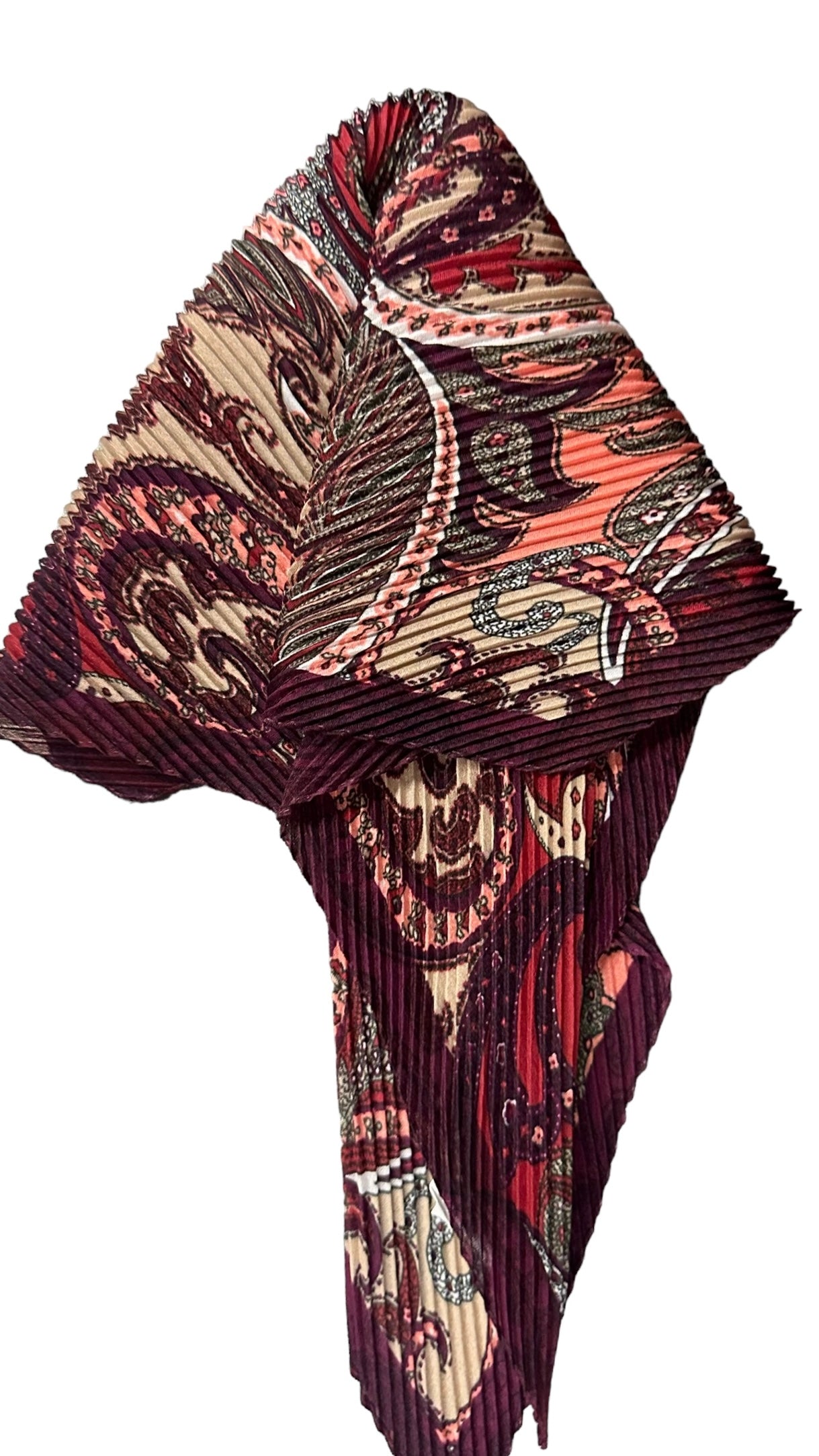 Pleated Italian | Paisley Print | Maroon