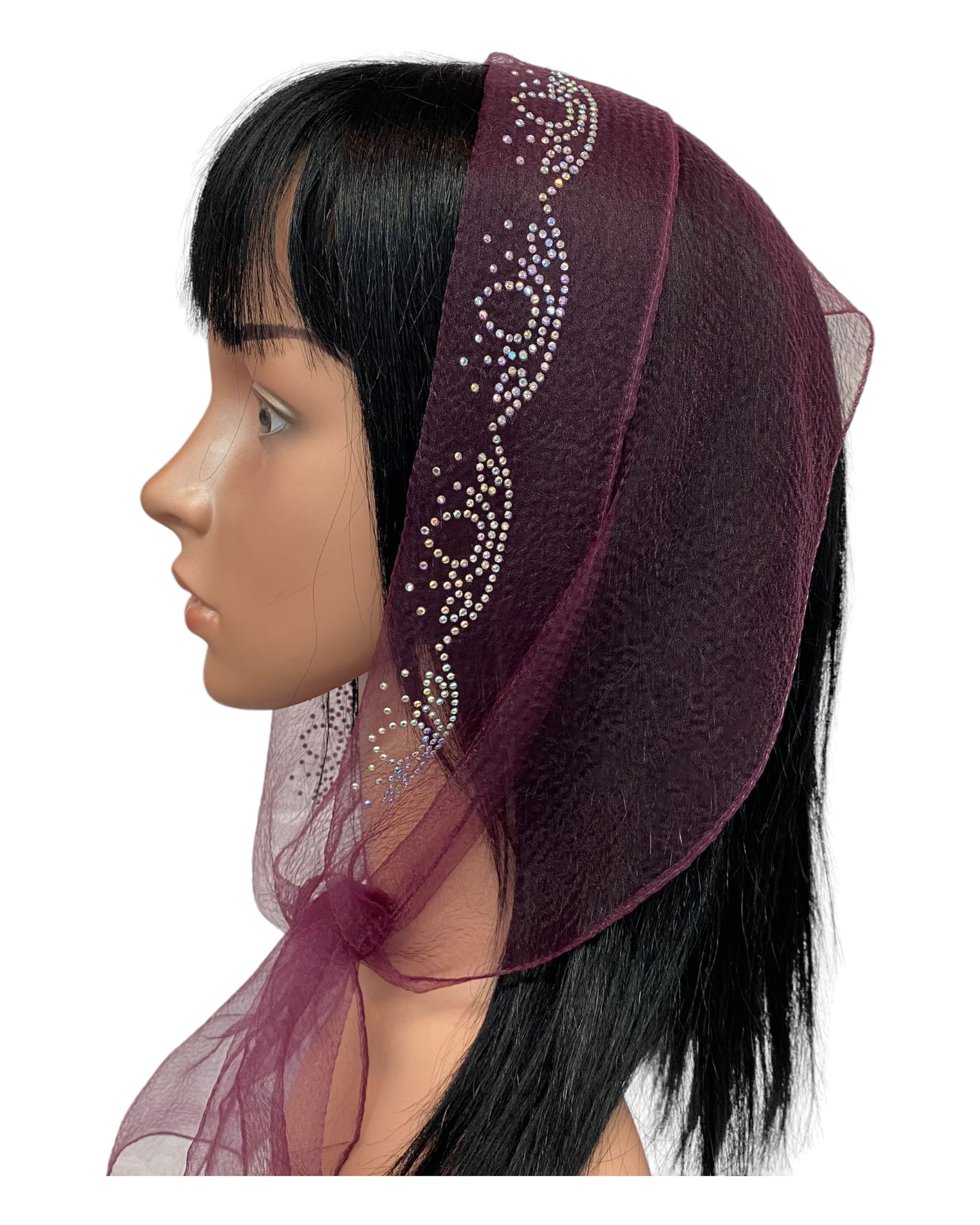 Oblong Narrow | Nylon | New Tear Drop Rhinestones | Scarf