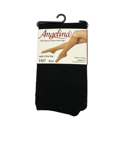 Angelina Opaque Knee High Nylon Socks | Black