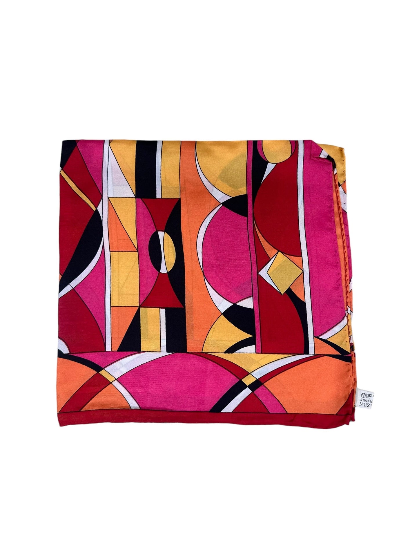 Square Silk Scarf | Pink/Orange/Yellow abstract