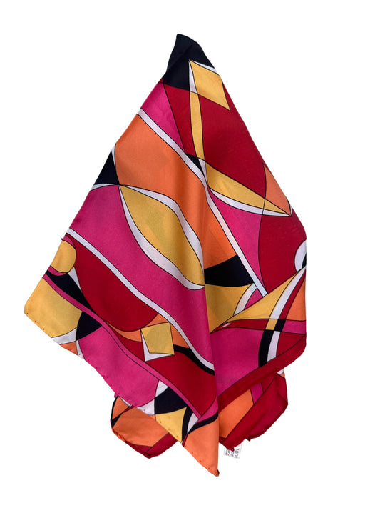 Square Silk Scarf | Pink/Orange/Yellow abstract