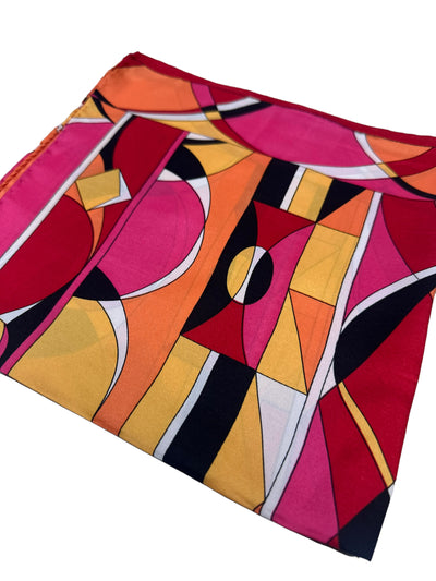 Square Silk Scarf | Pink/Orange/Yellow abstract