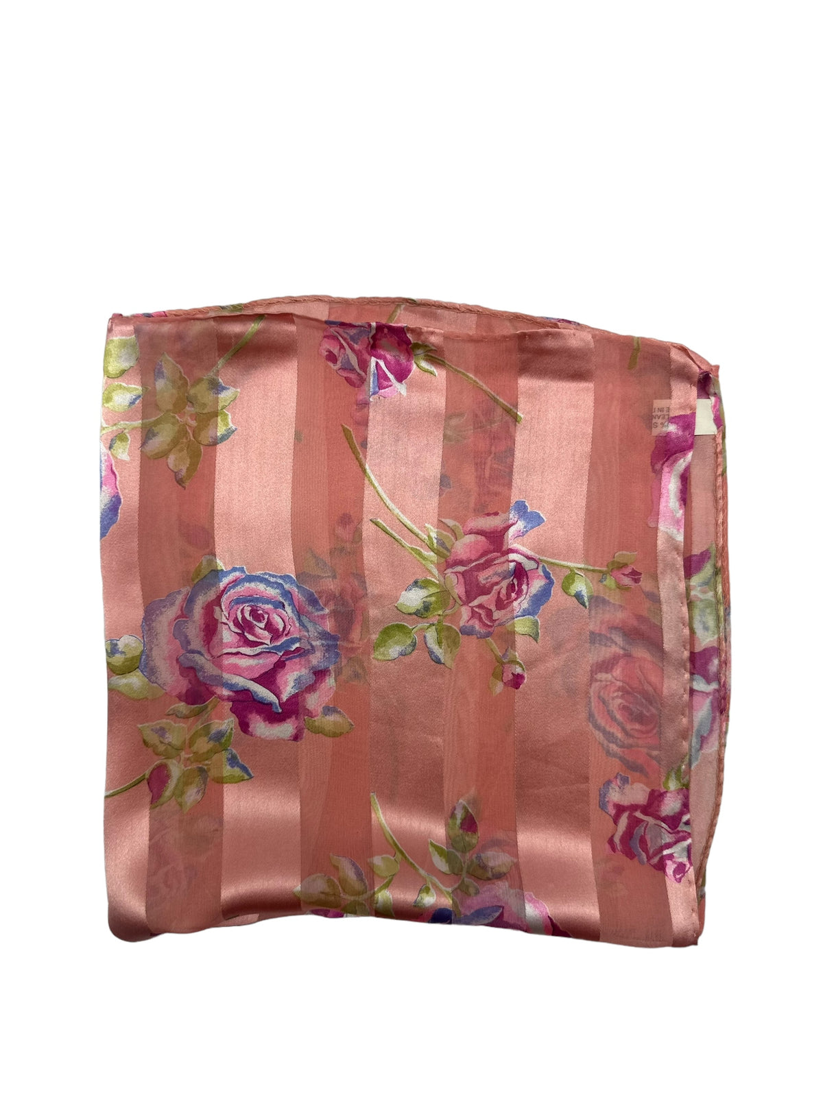 Square Silk Scarf | Peach-Pink with Roses