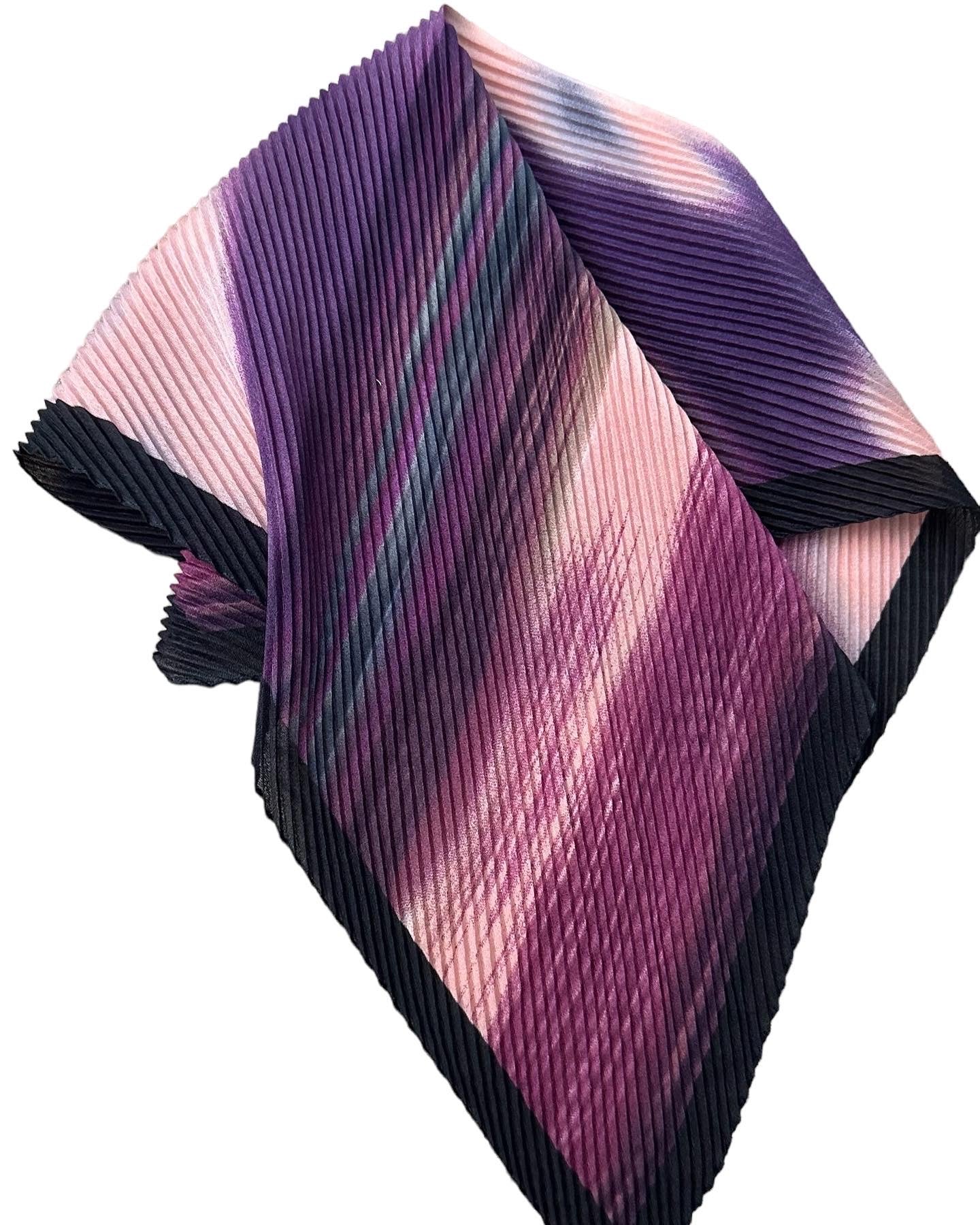 115-86 |  Pleated Italian | Striped Ombre with border | Purple and Peach