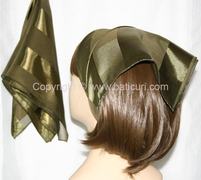 Polyester Square | Satin striped | Olive Green