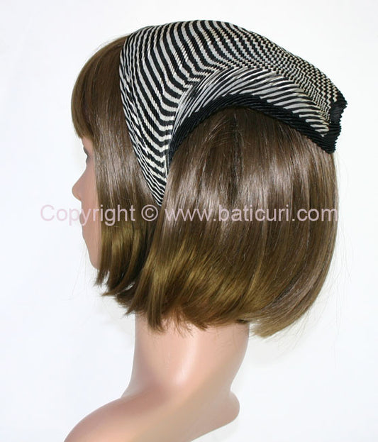 103-27 Pleated Italian | Satin | Checkered | Ivory/Black