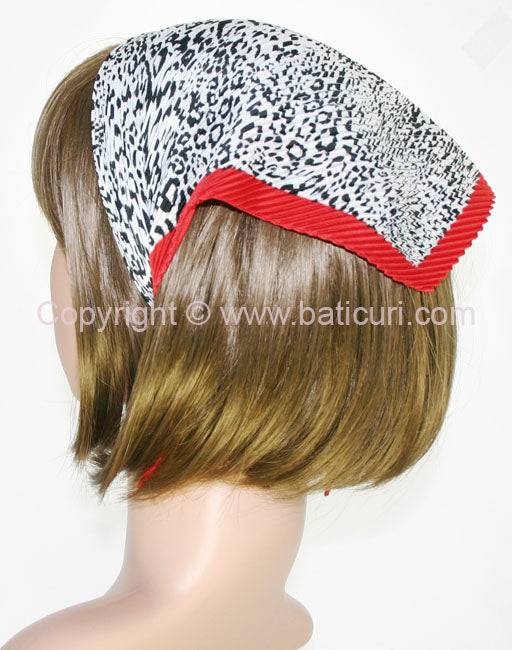 107-45 Pleated Italian | Leopard | Black & White | Red Trim