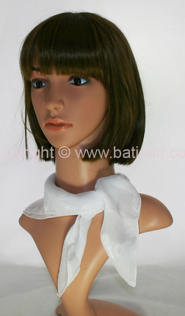 "Square Polyester & Butterflies Scarf"-White