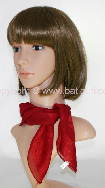"Square Polyester with Roses & Border Scarf"-Maroon
