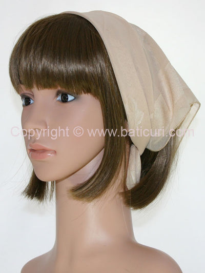 "Square Polyester with Roses & Border Scarf"-Beige