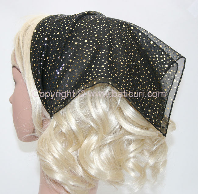 136-47G Reversible Black with scattered gold/silver dots