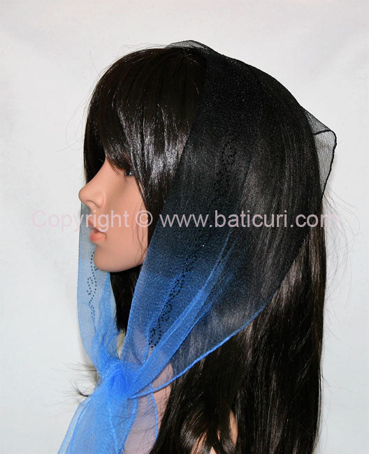 OB Nylon (N) Cloud Black Spiral Rhinestones Border"- Black/Blue