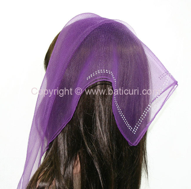 "SQ Rhinestone Double Line" Plum/silver