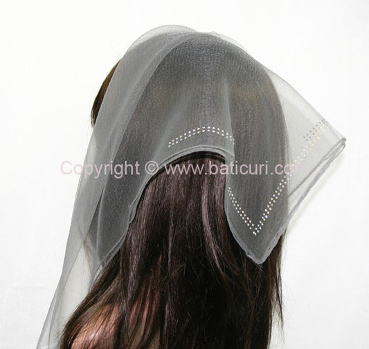 "SQ Rhinestone Double Line" Dk. gray/silver