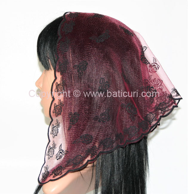 #54 Triangular Scattered roses- Burgundy/black