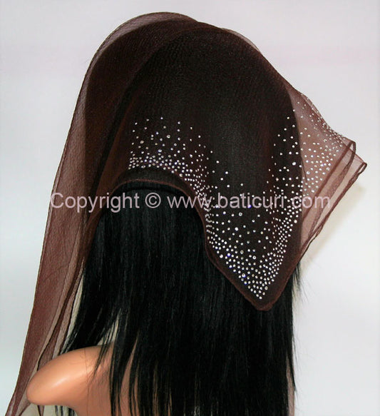 Square Solid | Rhinestone | Waterfall Corner | Chocolate Brown