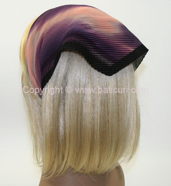 115-86 |  Pleated Italian | Striped Ombre with border | Purple and Peach