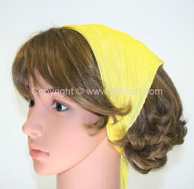 91-150 Polyester | Silky Pleated Scarves | Bright Yellow