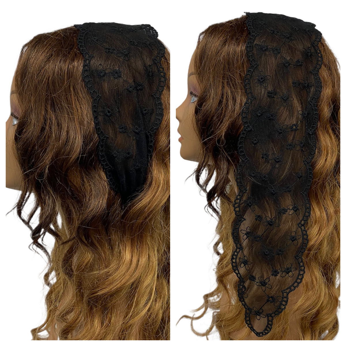 84-02 | Skinny Lace | Floral Embroidered | Headband Scarf | Black