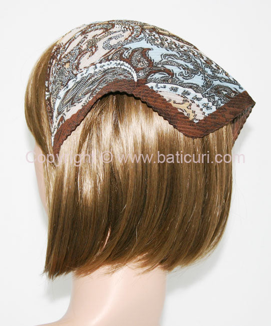 120-105 Pleated Italian | Paisley | Brown/Blue with Brown Trim