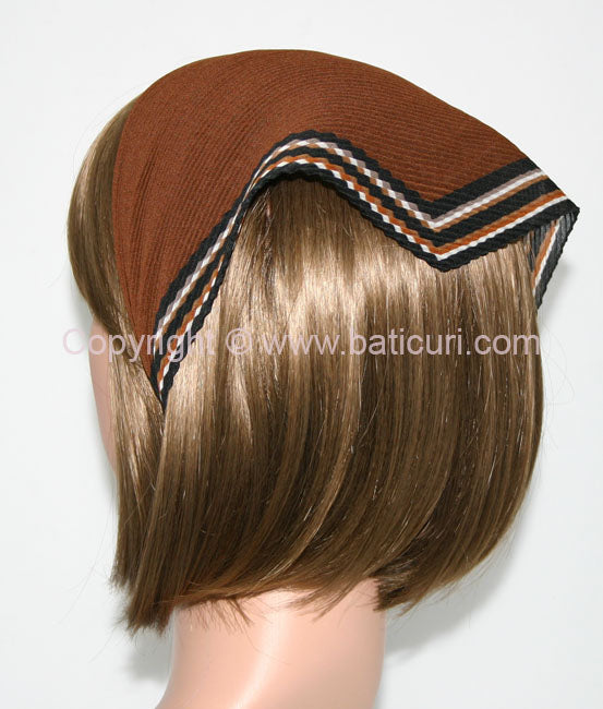 118-105 Pleated Italian | Solid Brown with Multi-Striped brown Border