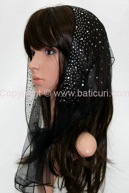 L6-OB Lace Waterfall Rhinestones-Black