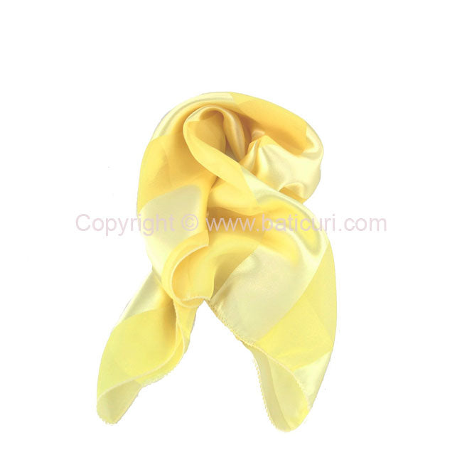 "Square Polyester satin striped Scarf"-Yellow